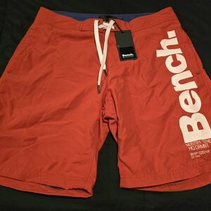 NWT Bench Urbanwear Men's Board Swim Shorts Red‎ & White Size 32 Medium